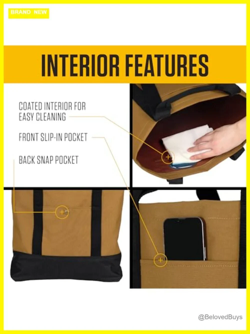Classic Vertical Open Tote Bag, Durable Water Repellent, 18L, Shoulder and Hand